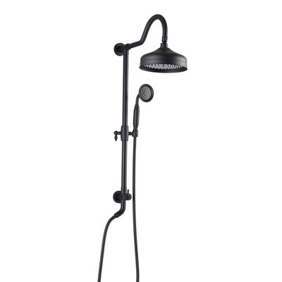 Douche murale double avec pluie de 8 po et poche, élégance noir mat