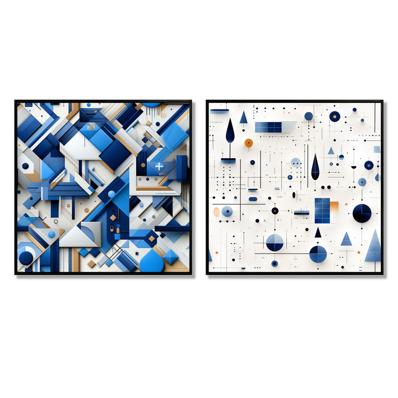 Ensemble de salon Cozma - Abstract Shapes, Cadre noir, H 36 po x l 73 po x P 1,5 po