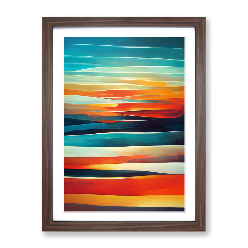 Abstract Sunset No.2 - Framed Print, 64cm H x 46cm W x 2cm D, Walnut Framed
