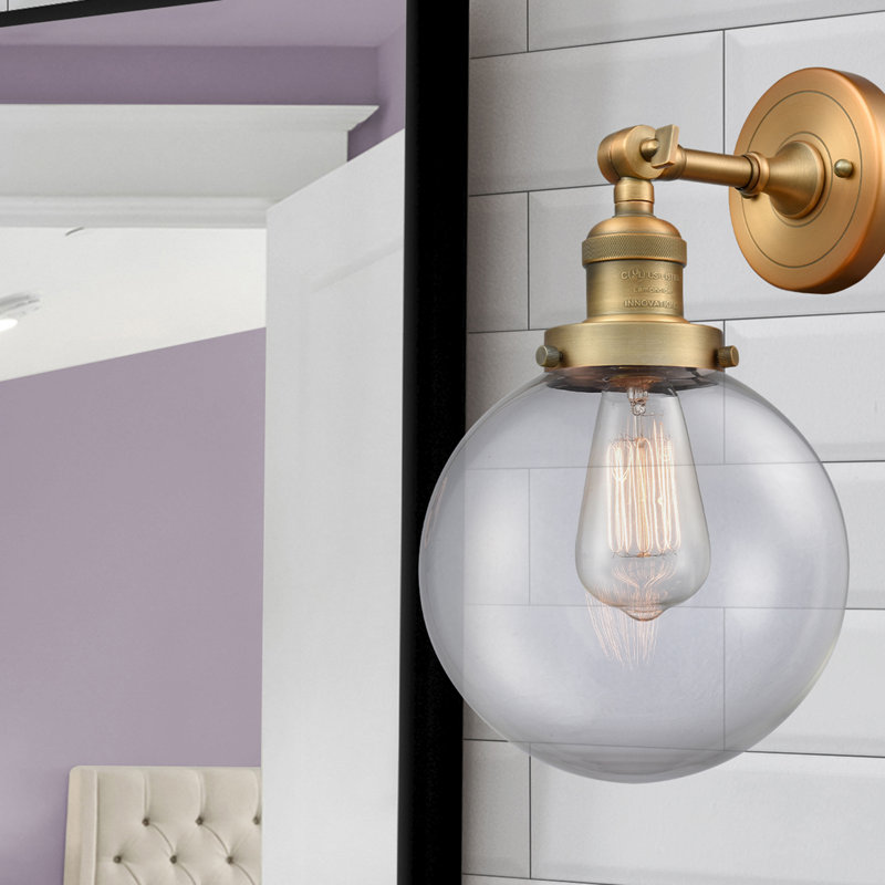 Clementina Dimmable Bath Sconce, 6 Watt Vinage LED Bulb, Clear, Brushed Brass
