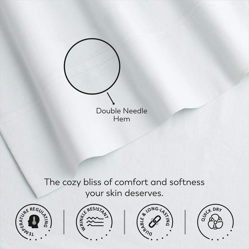 White Twin Cotton Blend Jersey Sheet Set