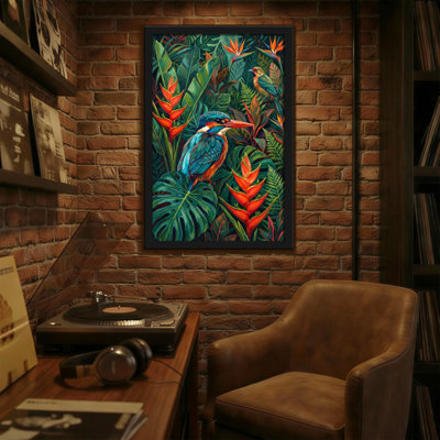 Animals Tropical Birds And Lush Leaves Pattern
