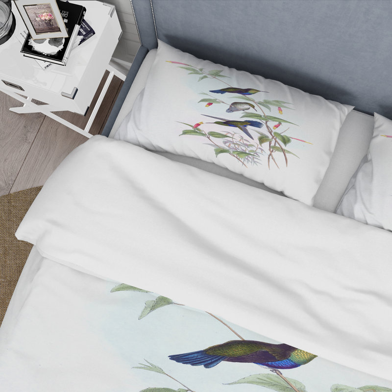 Vintage Hummingbird I - Ensemble de housse de couette traditionnel - Microfibre de polyester