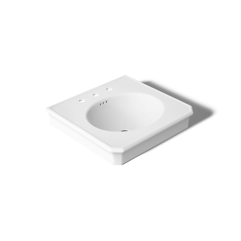 Claude by Studio McGee 24" Rectangular Pedestal/Console Table Bathroom Sink, White, Widespread Faucet