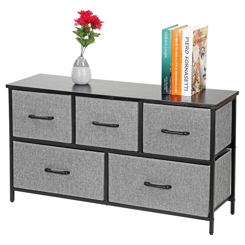 Metal 100cm W Chest of Drawers, Black/Grey