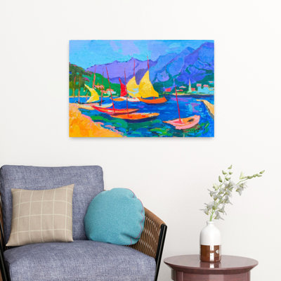 Art contemporain coloré, paysage serein et vibrant