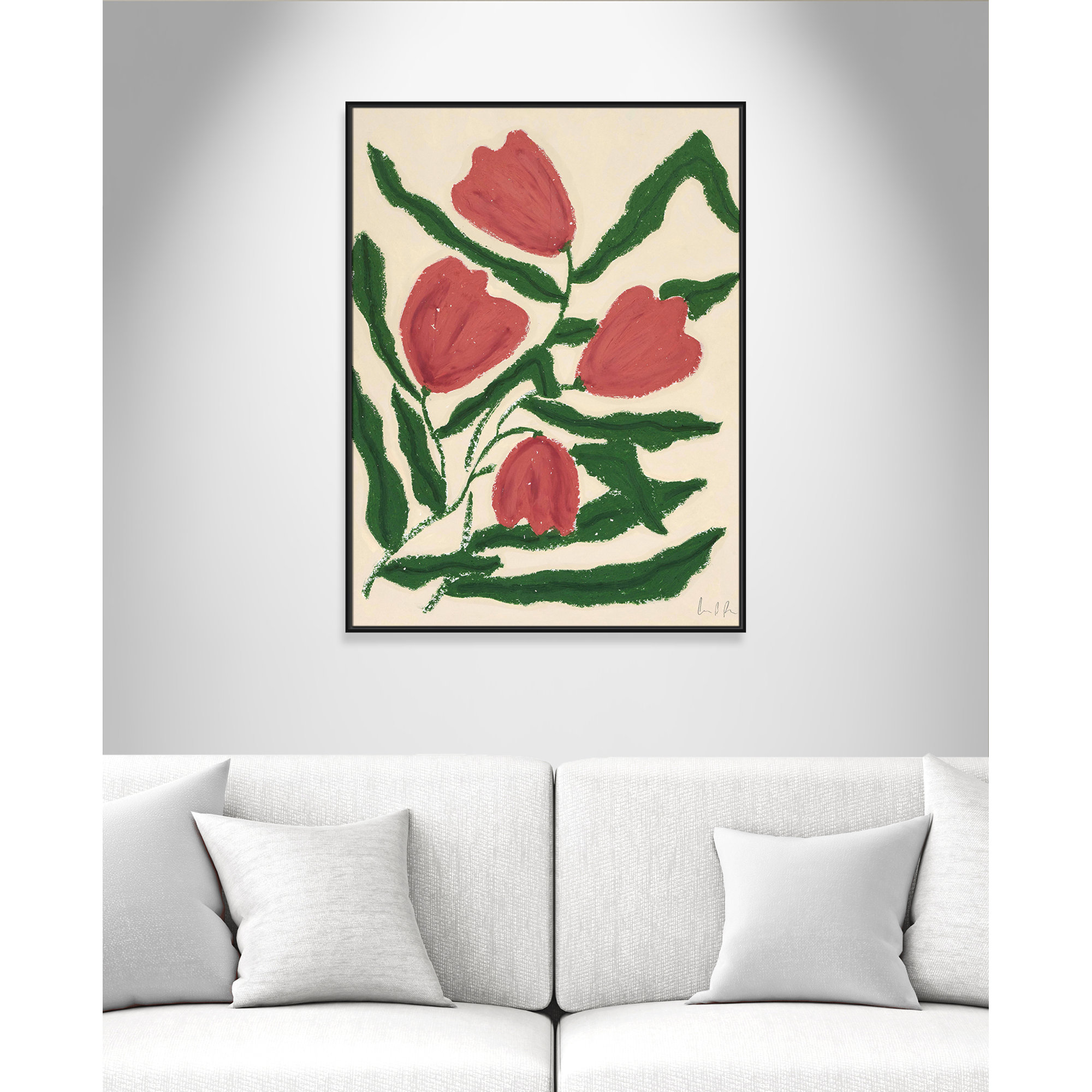 Red Tulips  Print by Camilla Bergqvist, 49.5" H x 37.5" W, Black