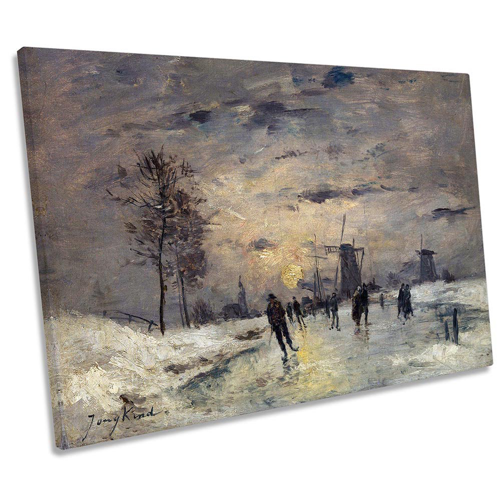 Johan Barthold Jongkind Skaters Holland Picture CANVAS WALL ART Print