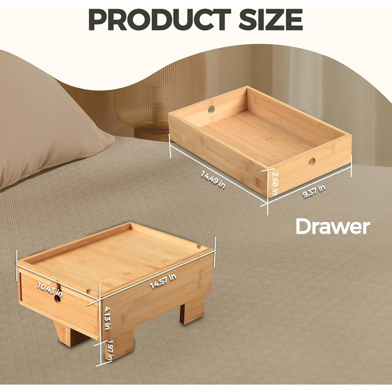 Natural Bedside Shelf With Drawers - For College D...