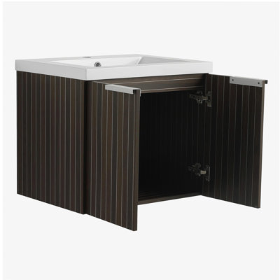 Armoire de salle de bain 24 po avec bol en résine, porte, installation flottante, convient aux petites salles de bain