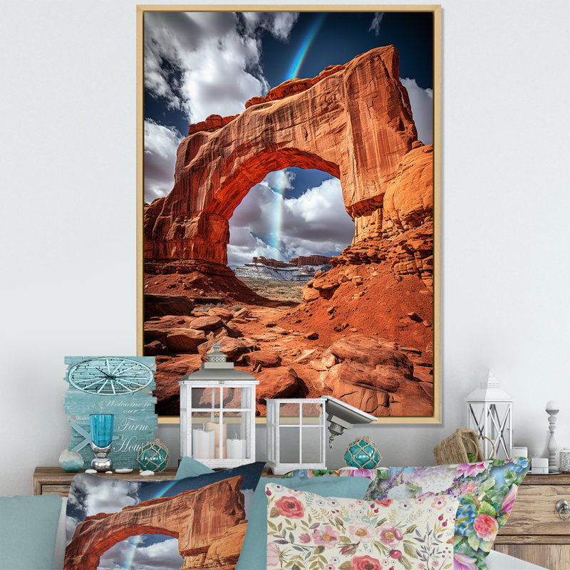 Chromatic Mountain Arch " Chromatic Mountain Arch ", 40" H x 30" W x 1.5" D, Natural Floater Framed