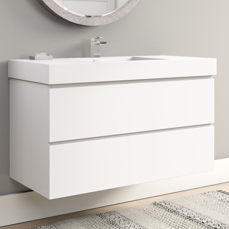 Royka 39.5'' Single Bathroom Vanity with Acrylic Top, Gloss White
