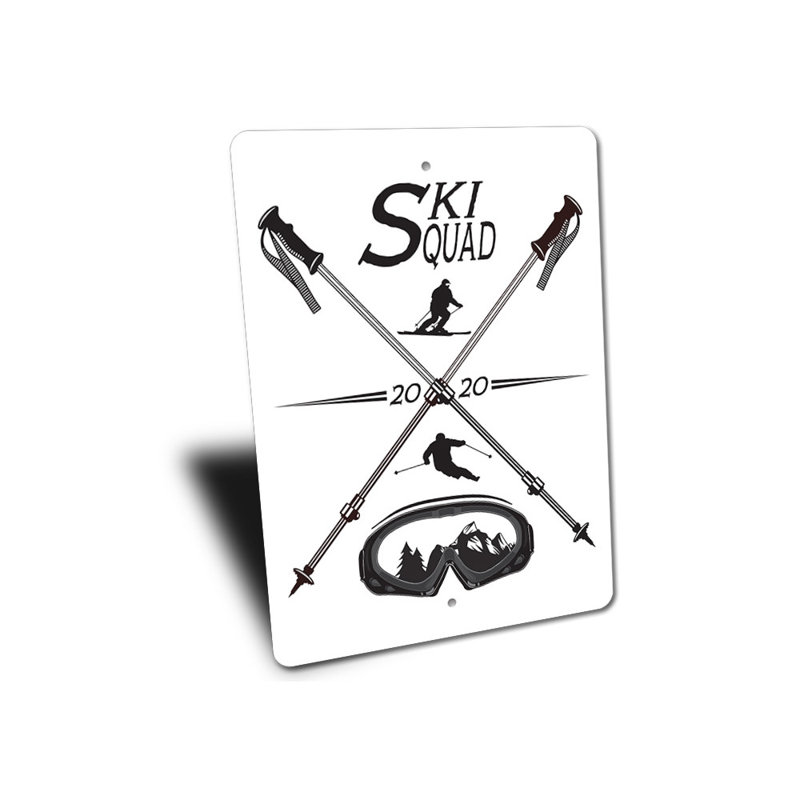 Panneau en aluminium Ski Squad, H 14 po x l 10 po x P 0,04 po