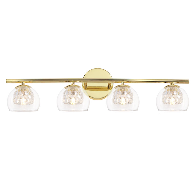 Éclairage de salle de bain à intensité variable en cristal 4 lumières pour salle de bain avec abat-jour en verre transparent Cono