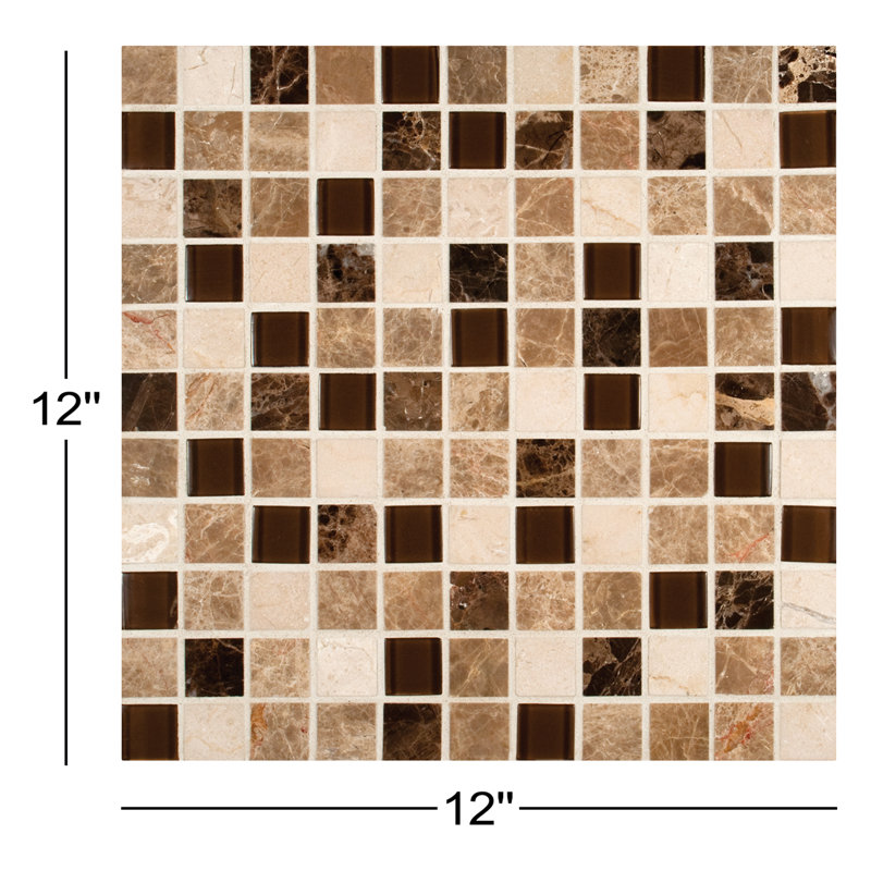 Castano Oro 12 in. x 12 in. Glass Stone Blend Mosaic Wall Tile