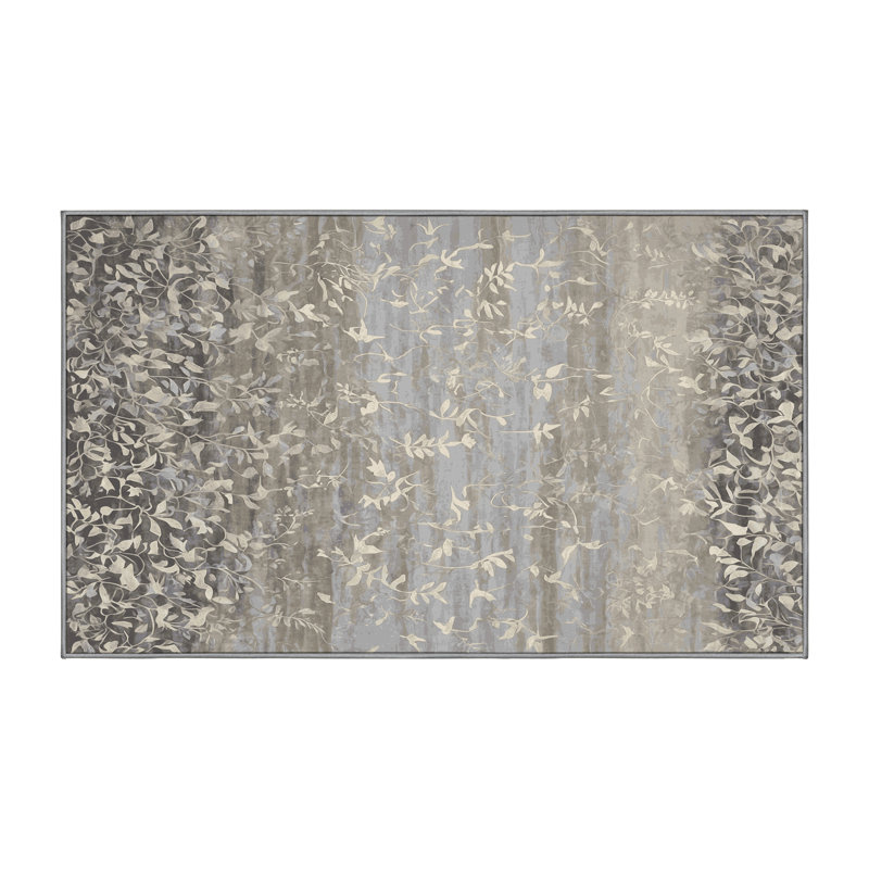 Machine Washable Gray Area Rug, Rectangle 2' x 3'