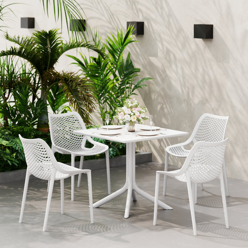 Ensemble repas carré pour 4 personnes, Blanc