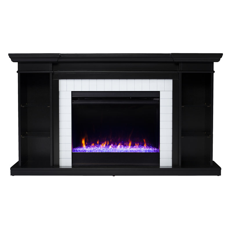 Shilpa Color Changing Fireplace with Bookcase