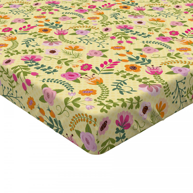 Microfiber Floral Fitted Sheet, Yellow Floral, Full Fitted Sheet