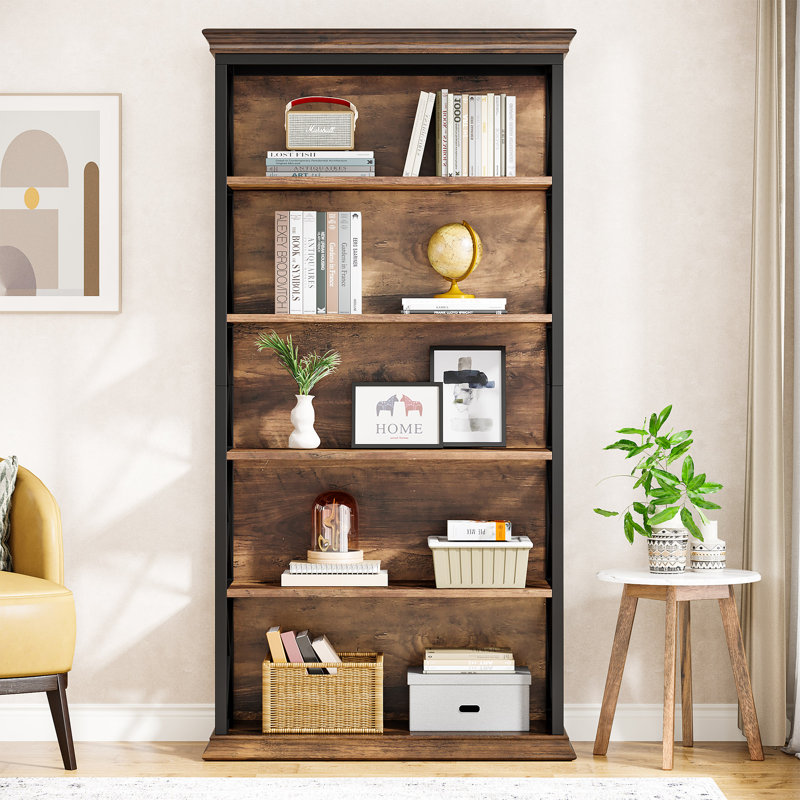 Étagère à livres en métal H 70,86 "x l 31,5" Jaquon, Brun / Noir