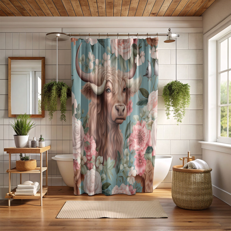 Classic Cow - Rideau de douche Premium, H 74 po x l 71 po