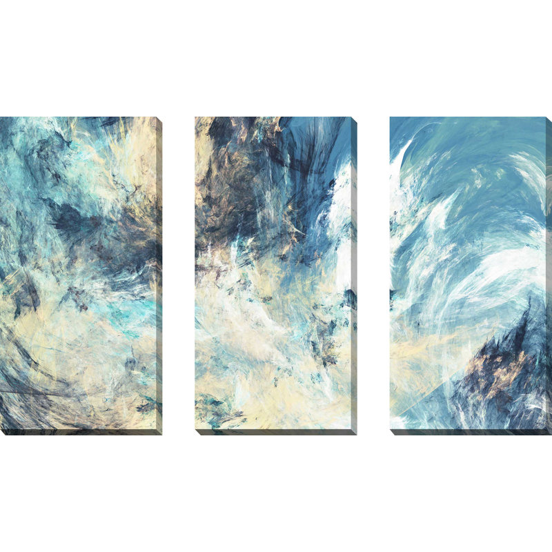 «Feeling Blue», ensemble de 3 reproductions d'art sur toile tendue, H 24 po x l 36 po x P 0,75 po
