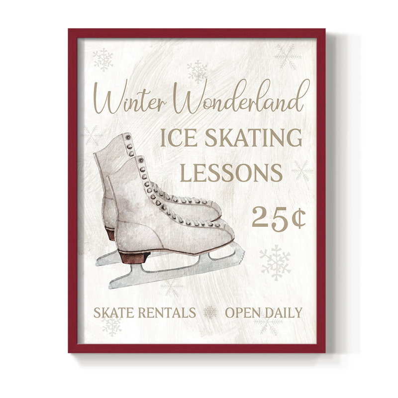 «Skate Lessons», reproduction encadrée - bois massif, H 15 po x l 12 po, Rouge