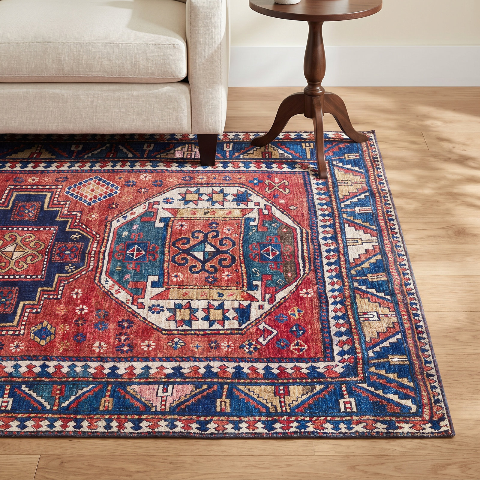 Broden Navy Red Oriental Rug, Rectangle 7'6" x 9'6"