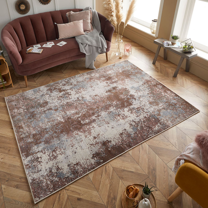 Astro Polyester Machine Woven Pink/Cream Rug, Rectangle 200 x 285cm