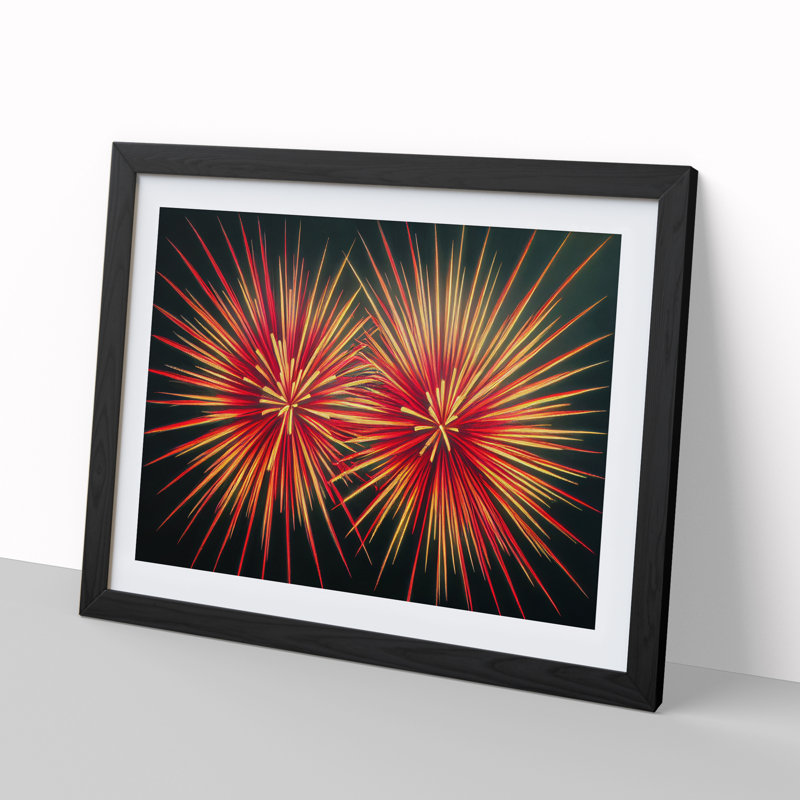Feisty Fireworks - Single Picture Frame Print, 46cm H x 64cm W x 2cm D, Black