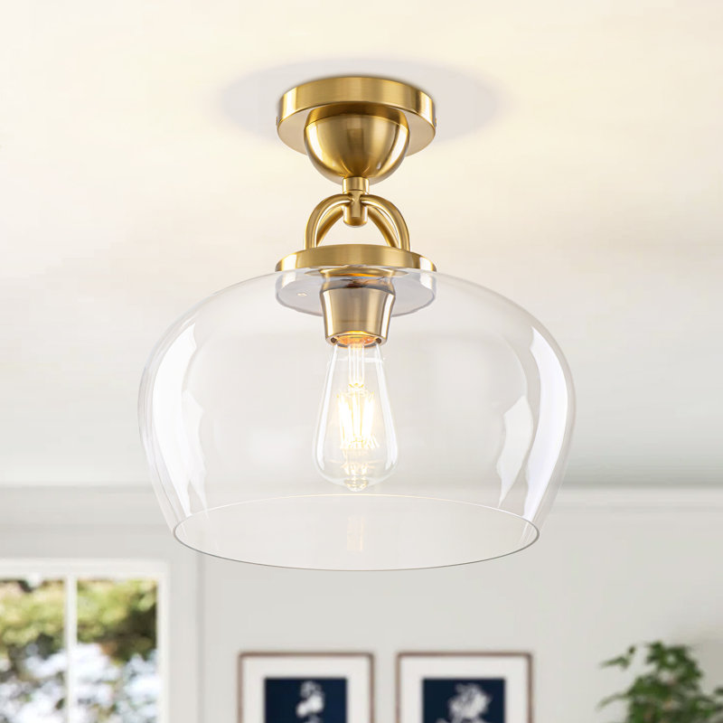 Plafonnier encastré moderne en métal et verre 1 lumière pour couloir Burstyn