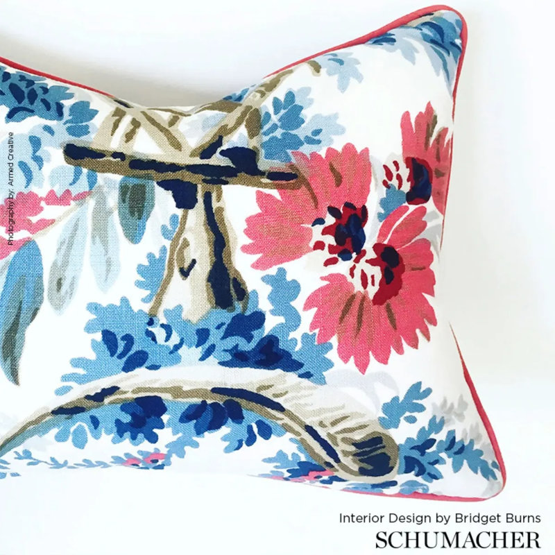 Plaisirs De La Chine Fabric, Bleu/Rouge