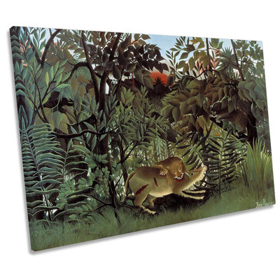 Henri Rousseau Hungry Lion and Antelope by Henri Matisse - 1 Piece Wrapped Canvas Wall Art