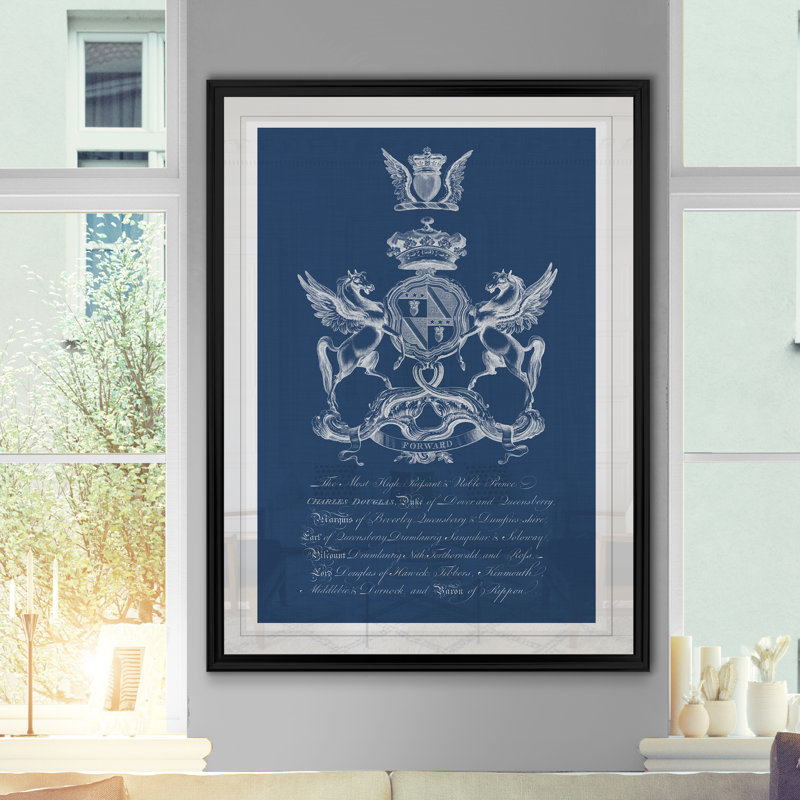 Héraldique sur marine IV - reproduction sur toile, H 18,5 po x l 24,5 po x P 1,5 po, Noir