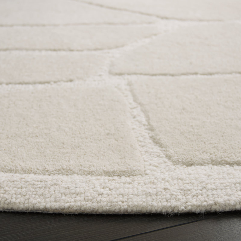 Mykonos 302 Hand Tufted Wool/Cotton/Latex Abstract Rug in Ivory, Round 6'