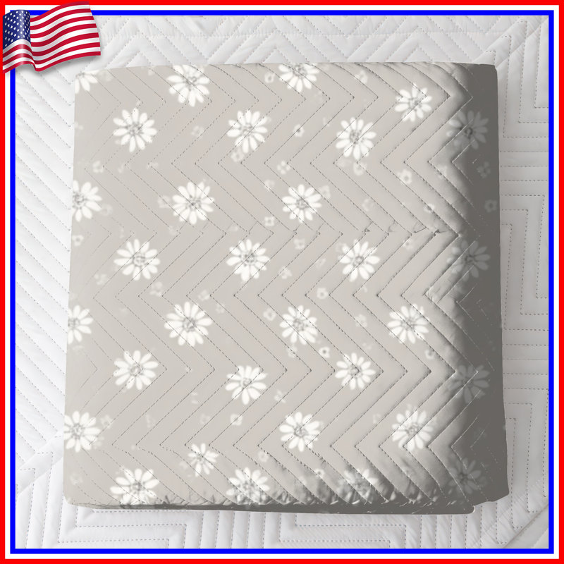 Couvre-lit matelassé à motif floral beige toutes tailles, Twin