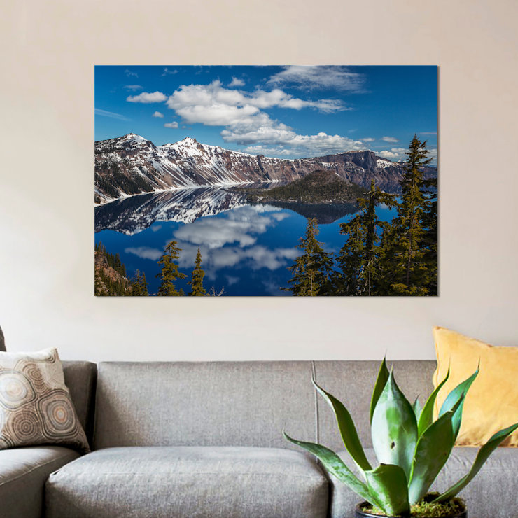 « crater lake », reproduction de photo sur toile, H 18 po x l 26 po x P 1,5 po, Toile tendue, Pas de tapis