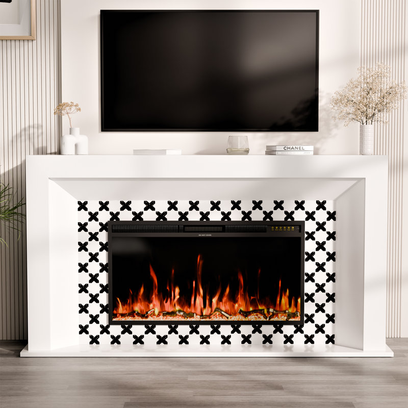 Meuble télé 65,75 "avec foyer, télécommande et protection contre la surchauffe