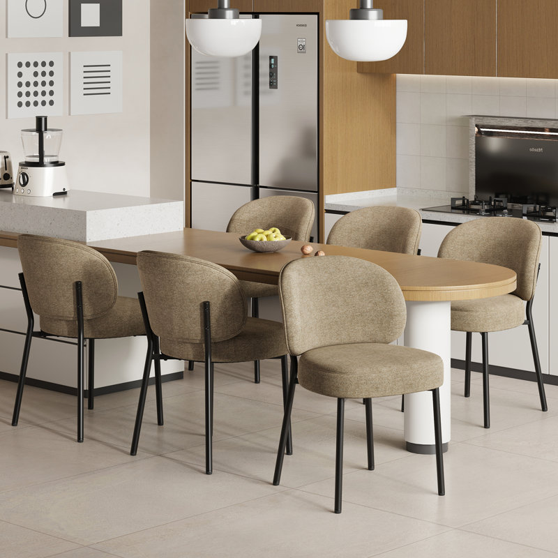 Upholstered Dining Chair with Thick Cushioned Seat, Camel