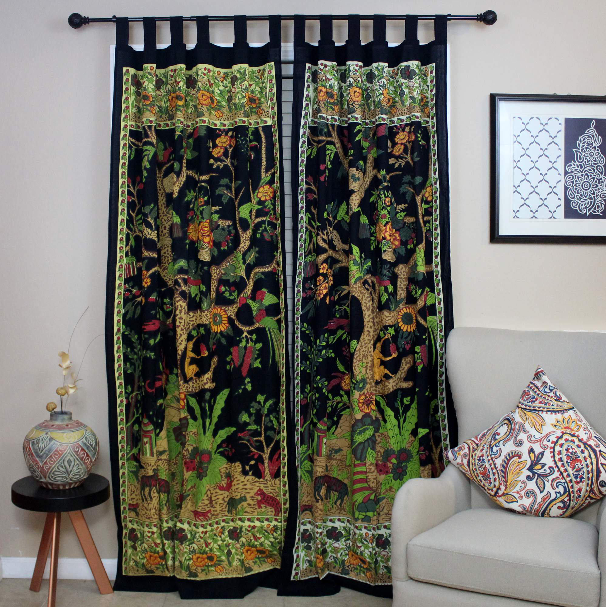 Biren Cotton Semi-Sheer Curtain Panel
