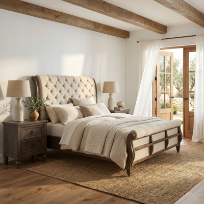 Ensemble de chambre avec grand lit-bateau, commode et miroir Aisja