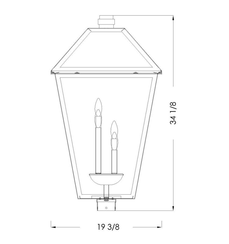 Injum Lantern Head, 33.75" H x 19.25" W x 19.25" D, Black, Beveled