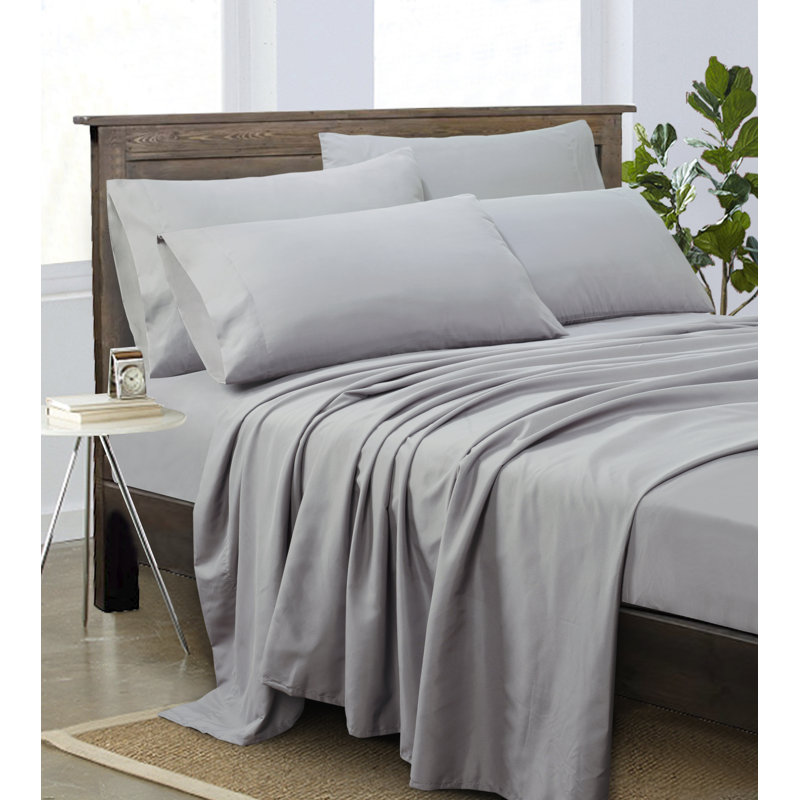 Videri Home Super Soft Sheet Set, King Sheet Set + Fitted Sheet + 2 Pillowcases, Light Gray