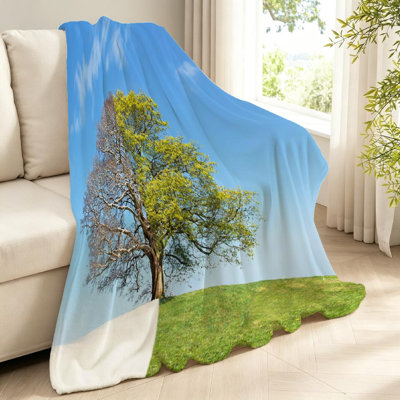Jeté en flanelle transparente ultra douce, imprimé Collage Tree of Summer