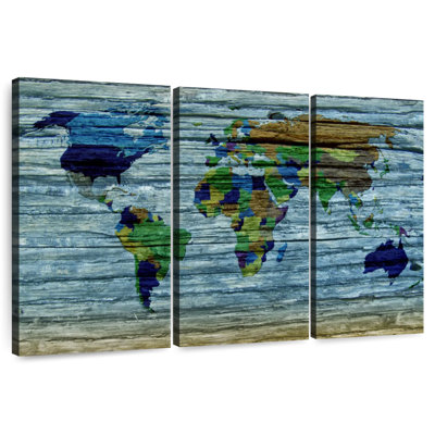 Carte du monde en bois vieilli Aliaz