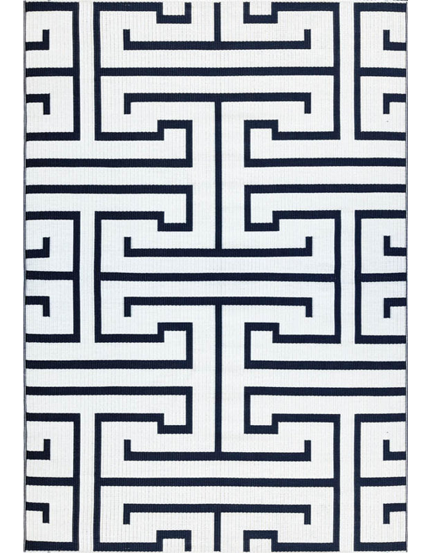 5' X 8' Greek Key Outdoor Mat, Off White, Rectangle 5' x 8'