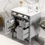Meuble-lavabo de 30 po avec lavabo supérieur, meuble-lavabo moderne avec 2 tiroirs et tiroir escamotable, meuble-lavabo simple-114497769