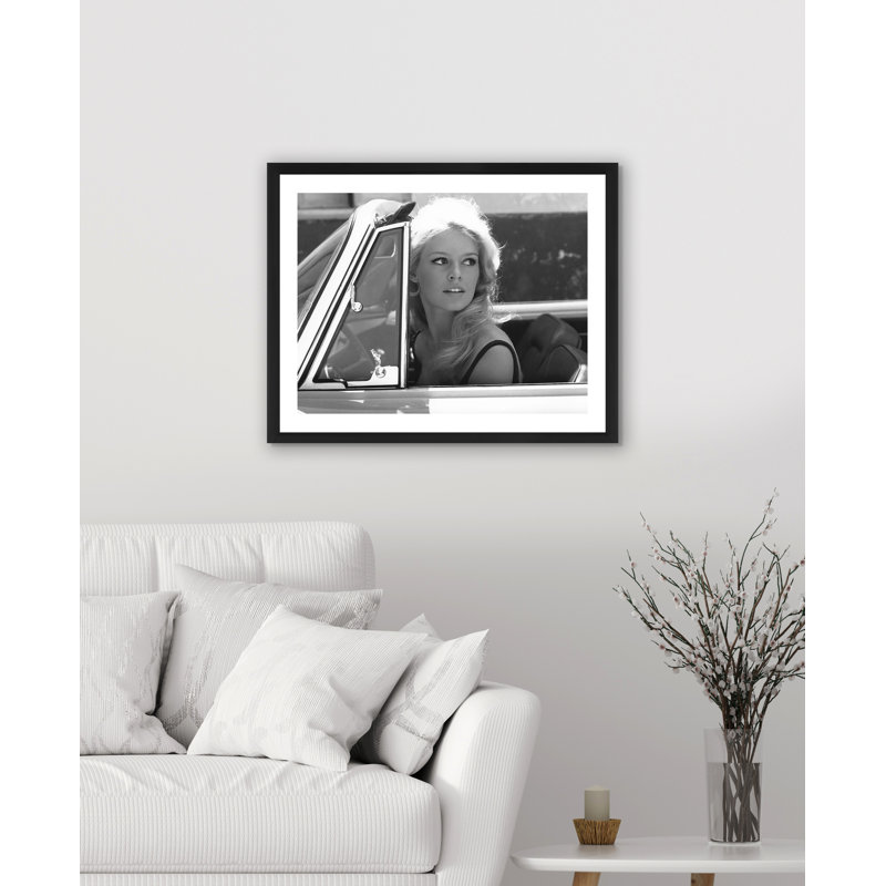 Brigitte Bardot Riding An Open Top - Print on Wood