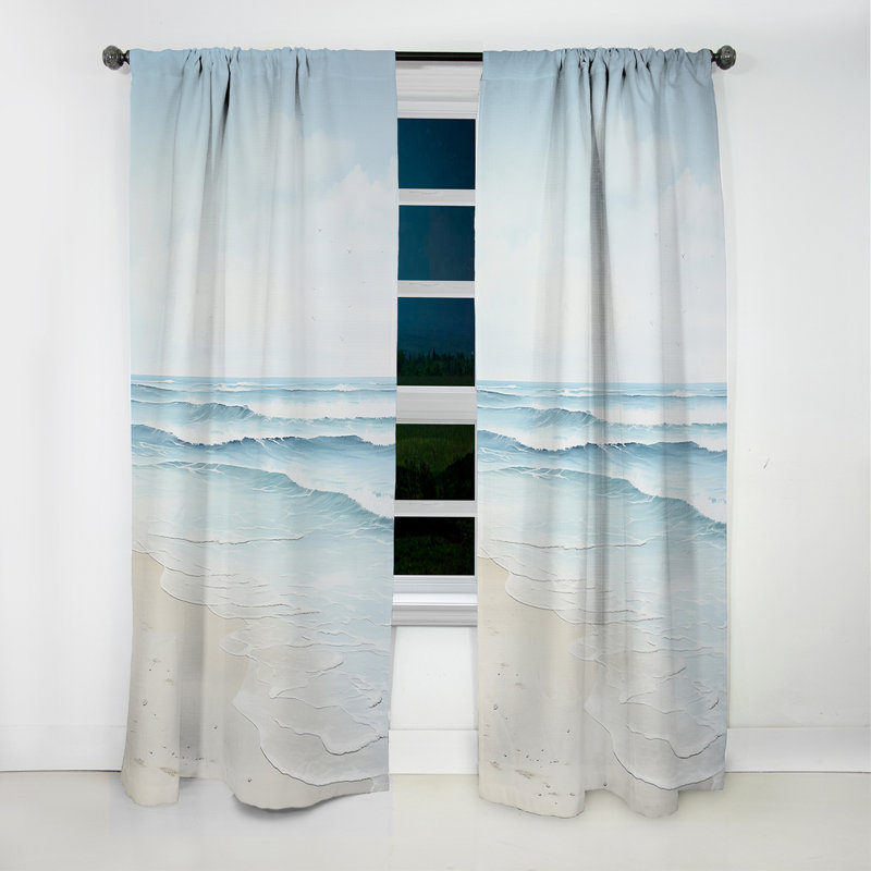 Beach Photo Tranquil Waters I - Coastal Beach Curtain - Blackout Curtain - 1 Panels, 52" W x 84" L