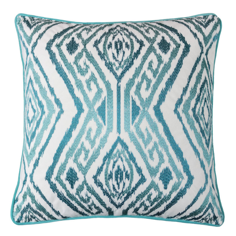 Ikat Velvet Throw Pillow, Turquoise